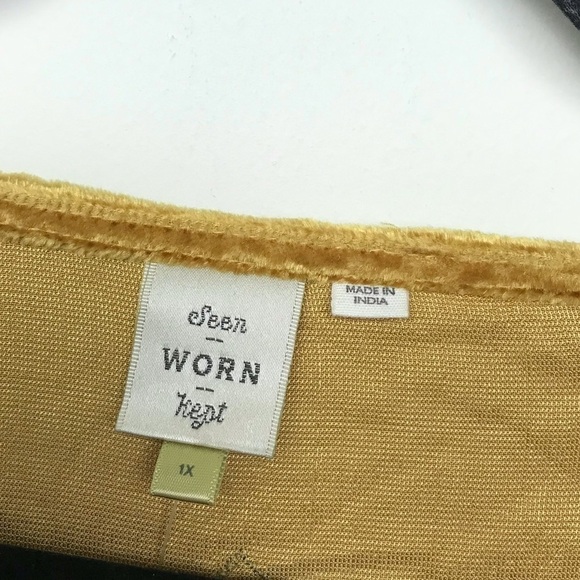 Seen Worn Kept Anthropologie Carina Velvet Embroidered Blouse NWT Size 1X - Picture 10 of 12